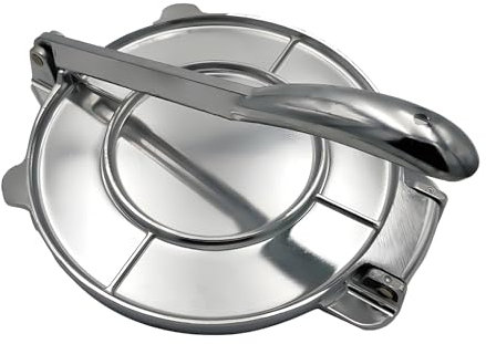 kosingna Tortilla Press 8 Inches Heavy Duty Flour Tortilla Press Aluminum Alloy Pre-Seasoned Roti Maker with Handle for Corn/Dough/Pizza/Pie/Flour Tortilla