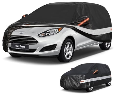 Holthly Autoabdeckung Passend für Ford Fiesta(1989-2025) 10 Schichten Vollgarage Auto Abdeckplane 100% Wasserdicht Autoplane Outdoor Autogarage Wasser und Staubschutz,Wind,Regen und UV Schutz