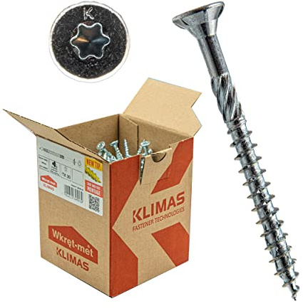 KLIMAS Holzschrauben Torx - 8x600 mm 25 Stück Spanplattenschrauben Weiß - Senkkopfschrauben - Terrassenschrauben - Universalschrauben - Dachkonstruktion Schrauben Set - Holzschrauben