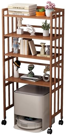 Robot Vacuum Storage Shelf, Adjustable Wood Display Rack for Smart Sweeper Organization and Space Saving