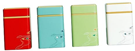 FUNOMOCYA 4piezas Unidades Botes Almacenaje Cuadrado Con Tapa Hermética Para Té Café Snacks o Infusiones Latas Metalicas Multiuso Para Granel Colores Rojo Azul Verde