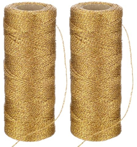 110 Yards/328 Feet Metallic Cord, 1mm Gold Thread String for Crafts Bracelet Jewelry Making Gold Thread, Glitter Twine for DIY, Christmas Decor, Presents Wrapping (200)