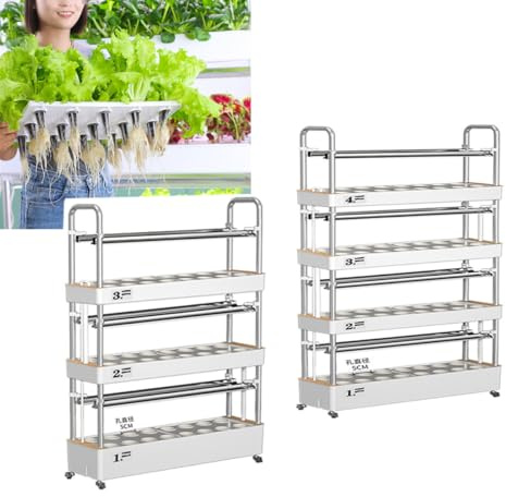 Torre di Coltivazione idroponica Verticale, Sistema a Torre idroponica con Luce LED - Kit di Coltivazione aeroponica a 64 Fori per Erbe aromatiche, Frutta e Verdura - Giardinaggio Indoor con