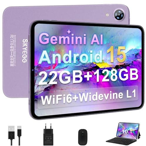 Tablette 10 Pouces Android 15 avec Clavier, 22 Go+128 Go, Gemini AI, Violet