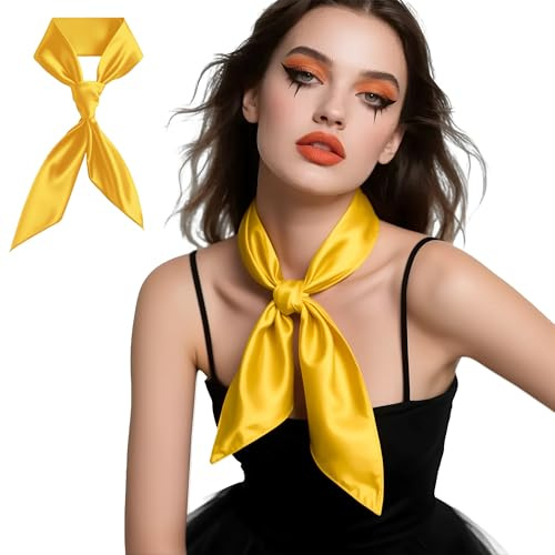 Fairycos Halstuch Gelb Seidentuch für Damen Tuch Kostüm Accessoire Halstücher Herren 72cm x 72cm
