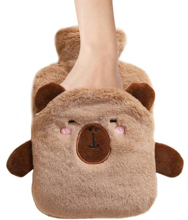Wärmflaschen 1 Liter Winter Wärmer Kissen mit Tierdesign | Wärmflasche Mit Plüschbezug Für Schulterentspannung Muskelentspannung Frauen Kinder Reise Sportverletzungen