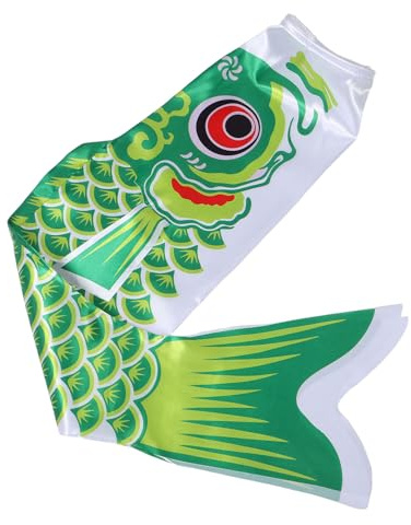 Toyvian Bandiera Giapponese Carp Windsock Verde Decorazione da Giardino Resistente e Leggera Addobbo per Festival e Feste Tradizionali Facile da Appendere Simbolo di Fortuna e Benessere