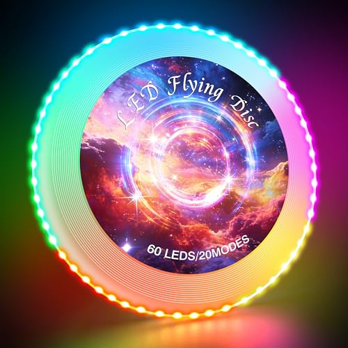 IEEILULU Frisbee Leuchtend, LED Frisbee mit 20 Lichteffekte, 60 LEDs, Wasserdicht Leuchtende für Camping Pool Strand, Outdoor Spiele Spielzeug Geschenk für Erwachsene Kinder