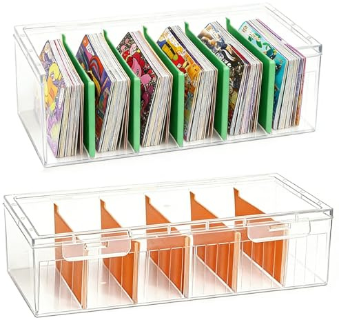 Shibida 2PCS Boîte à Fiches avec Séparateurs Amovibles Boite Rangement Carte Boîte d'apprentissage pour la collection de cartes,cartes de visite,carte de jeu