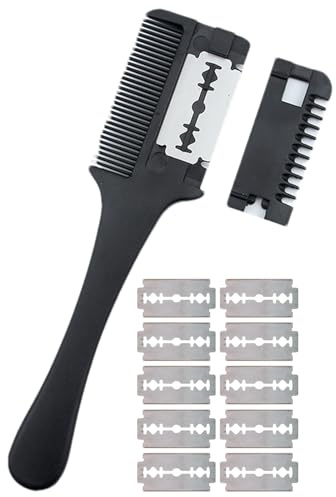Pet Razor Comb - 2-in-1 Grooming Trimmer, Safe Cutting Hair Remover Tool, Multifunctional Grooming Precision detanglar far Thinner, Manual Coat Stripper Cutter Set | for Long Haired Dogs Cats