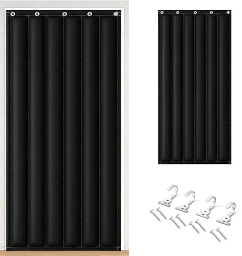 95x220cm Tür Schallschutz Vorhang, 3-Lagig Akustikvorhang Verdunkelung | Verdickte Schallschutzvorhang, wasserabweisendes Oxford-Gewebe, für Schlafzimmer, Musikstudio, Homeoffice, Gaming und Büro
