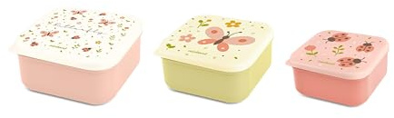 Miniland Set de 3 Fiambreras Infantiles Vuelta al Cole - Butterfly | Incluye Tuppers 230ml + 350ml + 540ml, Apto para lavavajillas, Diferentes Tamaños, Recipiente Comida Bebé