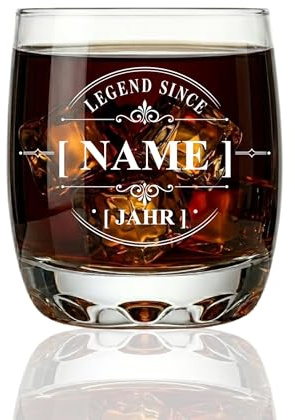 Personalisiertes Whisky Glas mit Gravur – 350 ml Tumbler – Name & Jahr – Kristallglas für Männer – Geschenk Geburtstag, Vatertag, Weihnachten – Whiskey Glas mit Wunschtext (Legend Since)
