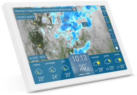 météo & radar home 4, station météo Wi-Fi avec radar météo : animation météo sur grand écran, design élégant, navigation simple, radar de pluie, alertes intempéries, prévisions 14 jours