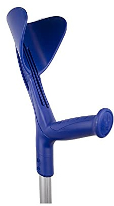 Krücken für Erwachsene, x1, Unterarmgehstützen, Höhenverstellbar, Aluminium, Bis 150 kg, Unterarmverstellbar, Ergonomischer Griff, rutschfeste Gummikapseln, Leicht, Blau