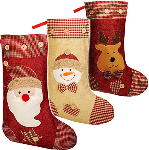 alles-meine.de GmbH XL - Weihnachtssocke & Filzstrumpf - 3D Effekt - 45 cm - Schneemann - Rentier - Weihnachtsmann - zum Aufhängen - Nikolausstiefel - Nikolausstrumpf/Weihnacht..