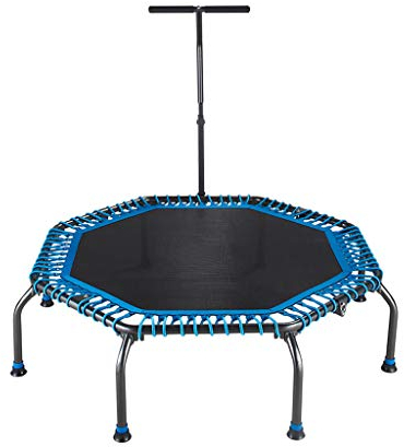LHNLY-Trampoline Boden Trampolin Outdoor Indoor Bungee Sport Jumping Fitness Faltbares Fitness-Trampolin/Indoor-Trampolin/Tragbares Trampolin - mit Stabilitätsstange - 47 Zoll - Blau