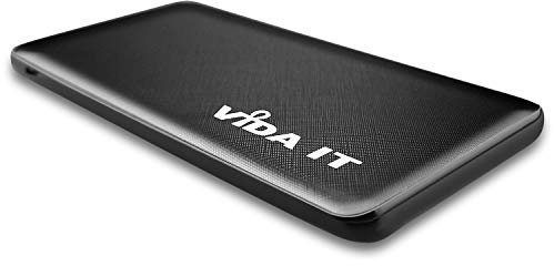 Vida IT V506 USB Slim Power Bank 2.1A Fast Charge Portable Travel Charger Battery Pack with 3-Port Output for Mobile Phone Tablet PC USB-C LED Power Indicator Lights (Black)