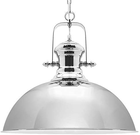 Industrial Retro Polished Chrome Pendant Ceiling Light Vintage Antique Dome Hanging Lamp Shade M0123F