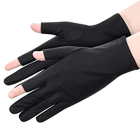 Unisexe Gants de Protection UV Gant de Conduite Tactile Antidérapant Gants Doigts Qui Fuient Courte Printemps Eté Respirant Gant à Deux Doigts Mince Sport pour Voiture Cyclisme Vélo Auto Équitation