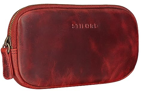STILORD Mike Vintage Leder Etui Ledermäppchen ideal für Stifte Handy Kosmetik Geld Brille Schlüssel Federmappe Schminktasche Echtleder Farbe:schwarz