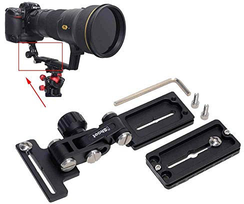 iShoot fuoco lungo Zoom tele obiettivo supporto Piastra a sgancio rapido 80mm, per fotocamera di grandi dimensioni con impugnatura batteria e Arca-Swiss Fit Morsetto a testa sferica treppiedi