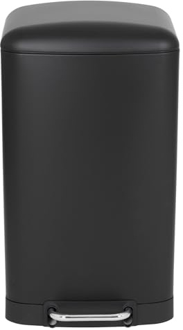KITCHEN MOVE Poubelle de cuisine à pédale 40L Design GREENWICH Noir mat en acier Inox avec seau couvercle bombé