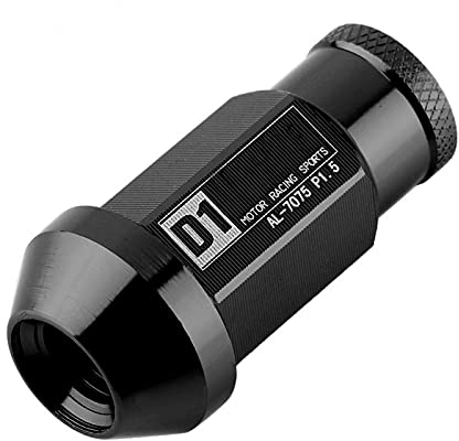 Dadi per alette ruota, Vite per pneumatici in alluminio per auto, alluminio 5 colori Vite per pneumatici auto Dado ruota da corsa M12X1,5 (confezione da 20)(nero)