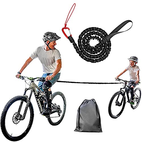 TeTupGa Fahrrad Abschleppseil Gürtel Strap Mountainbike Eltern-Kind Ziehen Reflektierende Traktion Tragbare Outdoor MTB Elastisch Fahrrad Für Erwachsene Kinder Kinder (Schwarz)