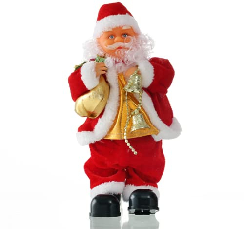 Weihnachtsdeko Singender Weihnachtsmann Tanzender Nikolaus Dekofigur mit Musik Weihnachtsdekoration Lustige Elektrisch Santa Claus Swinging Weihnachten Figur Geschenk (Geschenkpackung, 30cm)