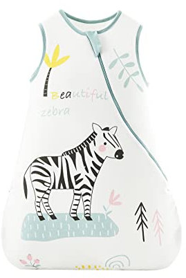 E-RIDES Baby Schlafsack Ohne Ärmel 1.5 Tog - Winter Ganzjahres Baumwolle Reißverschluss für Neugeborene Junge Mädchen, Schlafstrampler für Säugling (Zebra, Medium)