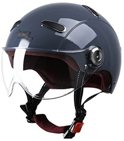 Caschi Demi-Jet ECE DOT Omologato, metà Aperto Faccia Casco del Motociclo con Parasole, Casco Scodella Moto Casco Scooter Caschi Scodella Motorino Portatile (Color : A, Size : XL=(61-62cm))