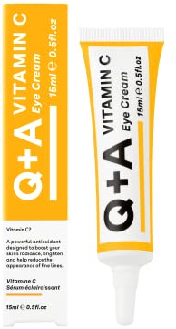 Q+A Crema per gli occhi con vitamina C, una combinazione di vitamina C, estratto di ciliegia e glicogeno, rivitalizza la pelle sensibile e idrata e antiossidanti, 15 ml