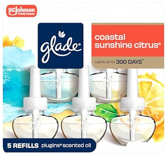 Glade PlugIns Air Freshener Refills, Coastal Sunshine Citrus, 5 Count