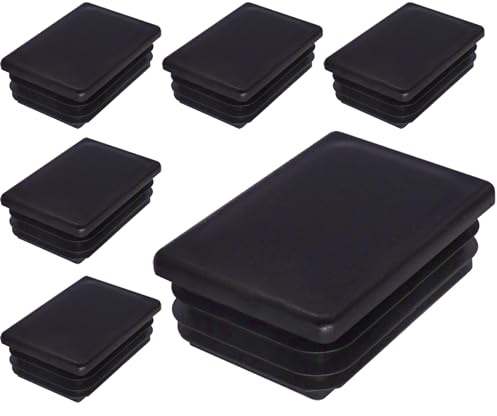 SKIR'CO (6 pièces) Bouchons Plastique Rectangulaires 40 x 60 mm, Embouts de Tube Mat, Inserts Tube Rectangle, Bouchons de Poteau de Clôture, Noir RAL 9005