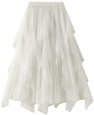 DGSHIRLDJO Gonna in Tulle Donna Gonna Lunga Elastica Elegante in Tulle Vintage Gonna in Tulle A-Line Gonna a Strati in Rete a Sbuffo per Tutti i Giorni, Prom