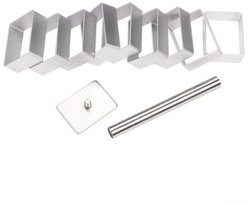 Lot de 10 emporte-pièces rectangulaires élégants en acier inoxydable
