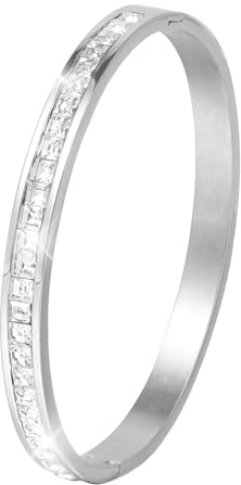 MILAKOO 4/6/8mm Edelstahl Armreif mit Strasssteinen Damen Stainless Steel Edelstahl Armschmuck für Party