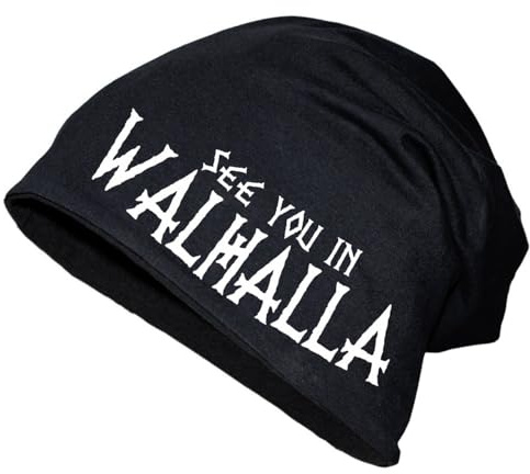 SONS OF ODIN Herren Long Beanie Mütze See You in Walhalla Größen XS - XXL Wikinger Motive