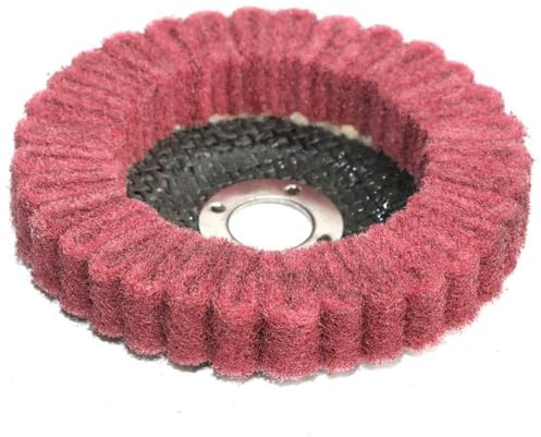 MiJunHD 4inch 100mm Nylon Fiber Flap Disc, Red 320 Grit Abrasive Buffing Sanding Wheel Grinding Scouring Pad for Angle Grinder Polishing Tool (Bore diameter:16mm,1Piece)