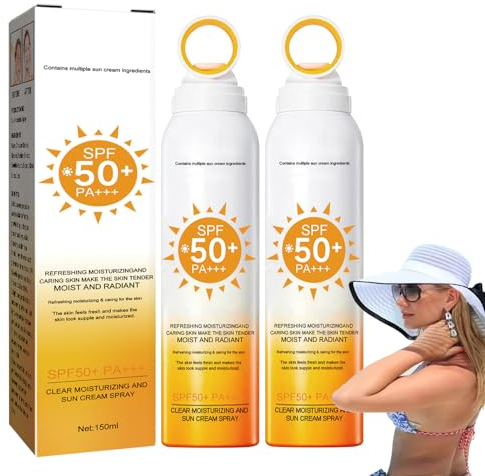 Sonnenschutz Spray LSF 50, Transparent und erfrischender Sonnenspray Für Gesicht Und Körper, Sonnenschutz Spray Für Empfindliche Haut, Für Alle Hauttypen Geeignet (2PCS)