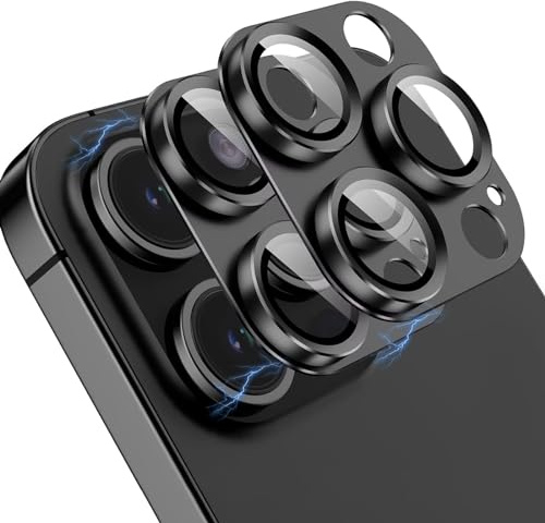 OAproda OA 2 Pack Camera Lens Protector for iPhone 16 Pro Max, Patent & SGS Certified, 9H Anti-Scratch Stepped Aluminium Alloy Camera Cover for iPhone 15 Pro Max/15 Pro/14 Pro Max/14 Pro (Black)
