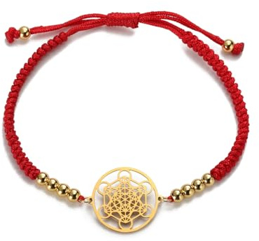 UNIFT Bracelet cube Metatron pour homme et femme en acier inoxydable avec pendentif en forme d'étoile de David avec breloque géométrique ajourée, One Size, Acier inoxydable, Pas de gemme
