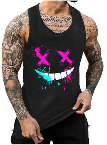 KOG Tank Top Herren Sport Tanktop Sommer Muskelshirt Ärmelloses Shirt Mode Motiv Streetwear Freizeit T-Shirt Tshirt Basic Oberteile Junge Lässig Tshirts Grafik Drucken T-Shirts Kleidung