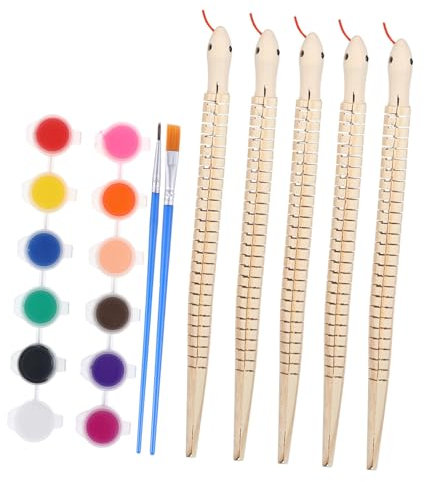 NAMOARLY 1 Set Unbehandeltes Holzschlangenspielzeug Für Jungen Und Mädchen Doodle Art Schlangen-reptilien-handwerk Mit Pinsel