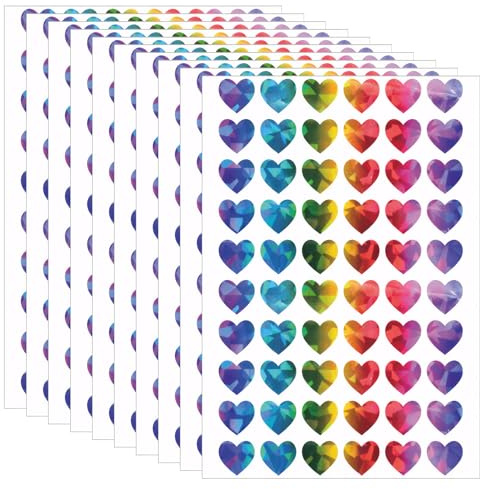1800 Stück Glitzer Herz Aufkleber,Herz Sticker,Selbstklebend Sticker Herzen,Wasserfest Aufkleber,Geeignet für Valentinstag,Hochzeit,Gästebuch,Geschenktüte,DIY Basteln (Farbe)