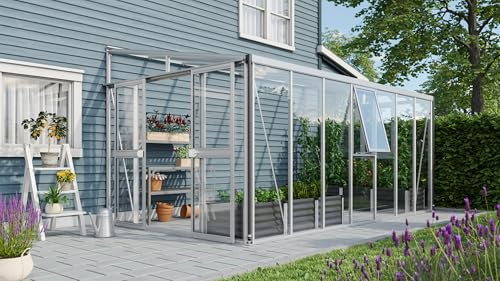 Vitavia Anlehn-Gewächshaus Athena 11900, Aluminium, 11,9 m², 3 mm ESG, 10 mm HKP | Wetterfestes & stabiles Wand-Gewächshaus zur Pflanzenanzucht | Ideales Treibhaus für Gemüse, Kräuter & Blumen