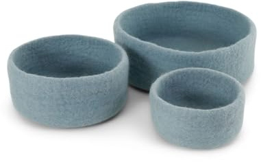 Gry & Sif Handgemacht & Fairtrade-zertifiziert Stilvolles dänisches Design x Napali Kunsthandwerker | Filzschalen für Osterkorb, Frühstückskorb, Organizer aus Filz | Hellblau | 3er-Set