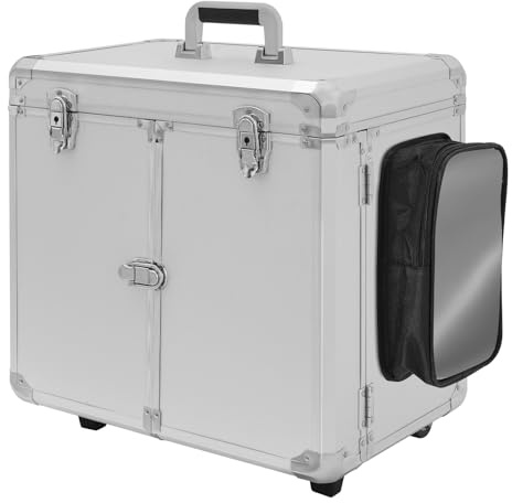 Fußpflege Koffer Silber Tragfähigkeit 50 kg Werkzeug Organizer mit 2 Räder 4 Schlüssel für mobile Fußpflege und professionelle Anwendungen ideal für Fußpfleger und Maniküristen (Silber)