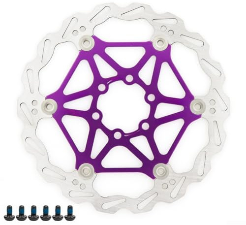 Disco de freno de bicicleta de 160 mm, pastilla de freno de aleación de aluminio de acero inoxidable, compatible con bicicleta de montaña y bicicleta de carretera (morado)